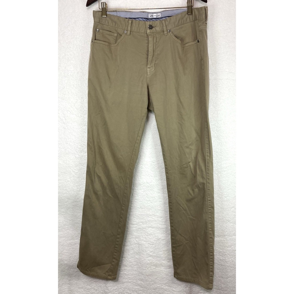 Peter Millar Mens 34 Khaki Tan 5-Pocket Cotton Modal Stretch Straight Pants